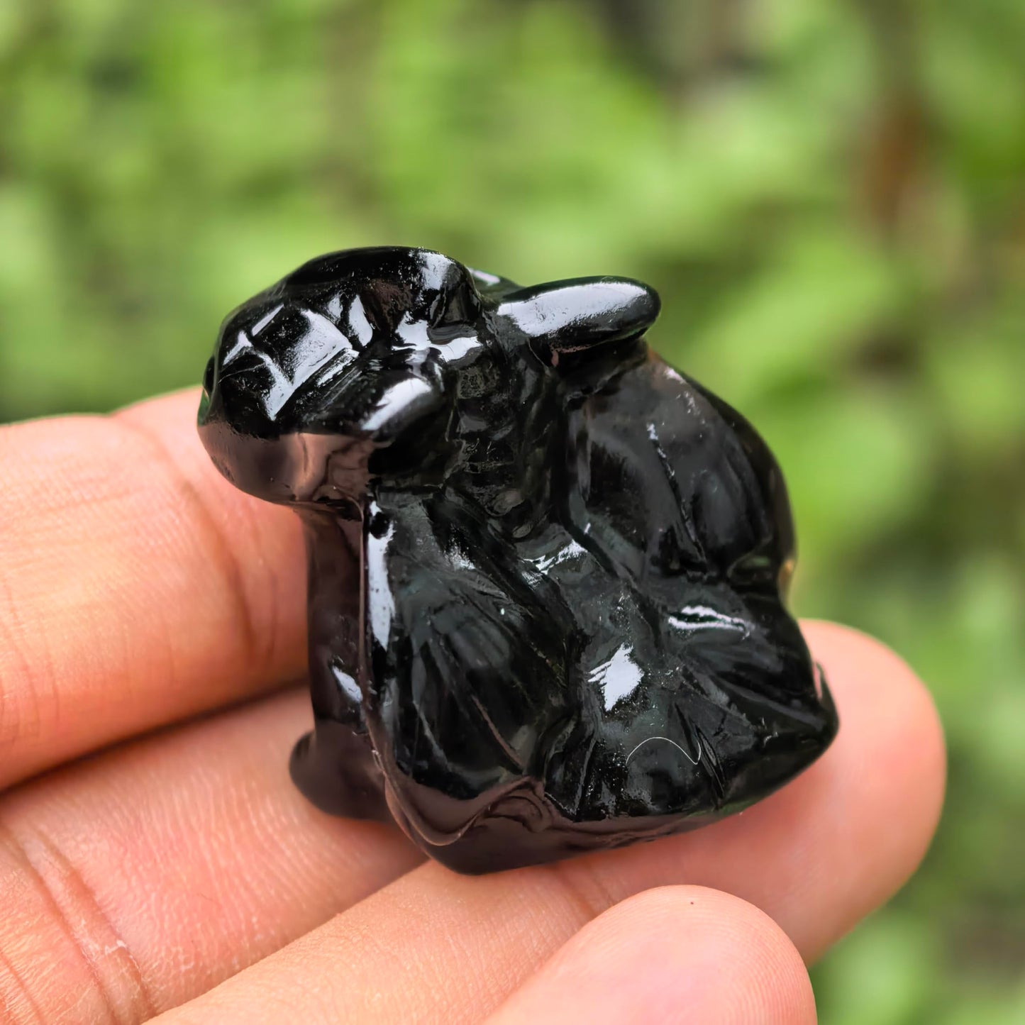 1 Inch Dragon Crystal Carving Cartoon Animal Figurine Stone Carved Room Home Decor Gift (2pieces Obsidian)