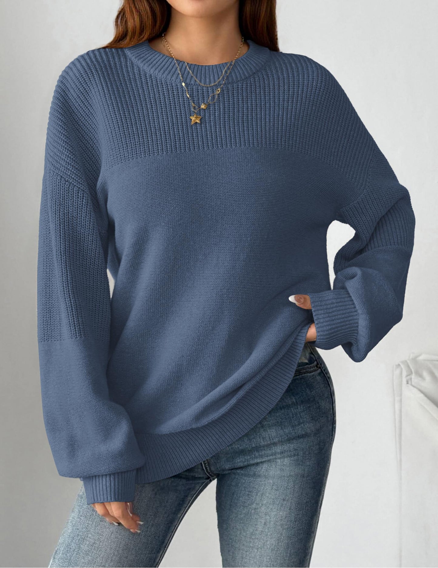 Zeagoo Women's 2025 Fall Chunky Knit Sweater Oversized Crewneck Long Sleeve Winter Cotton Pullover Sweaters Jumper Tops