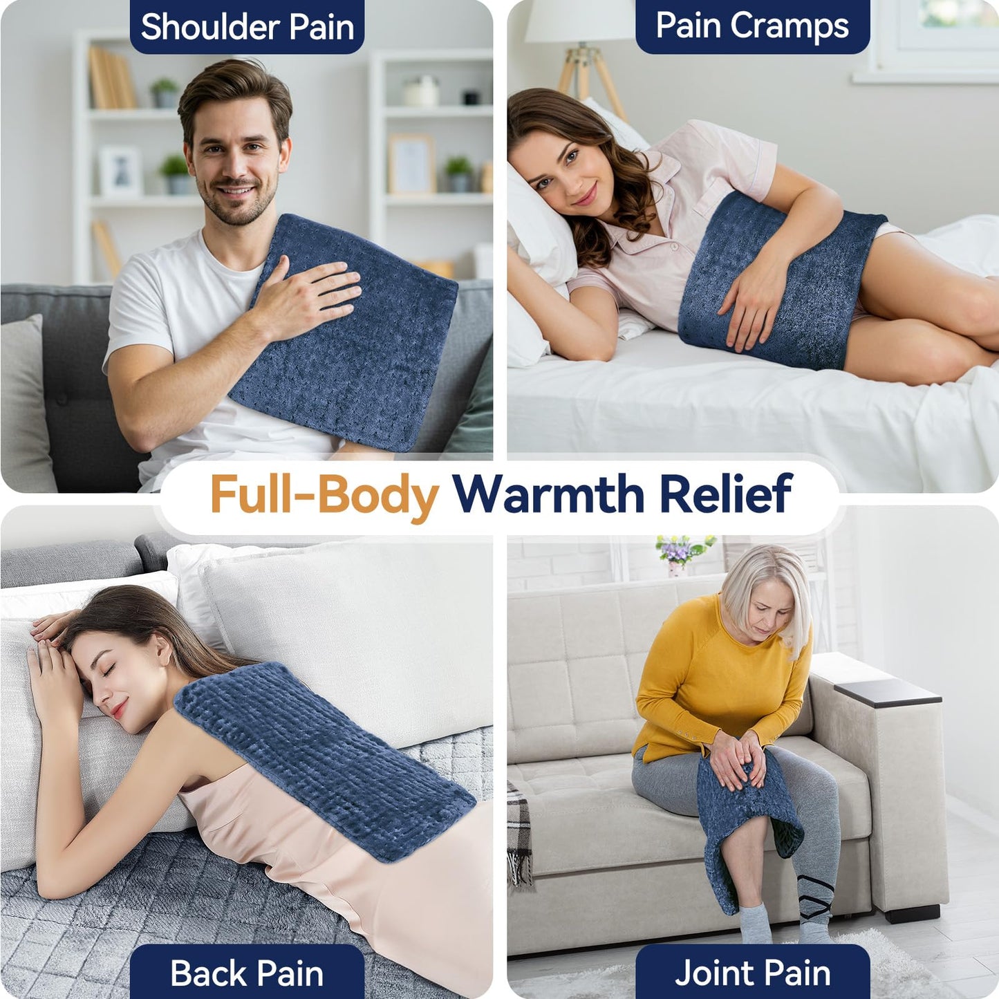 Extra Large Heating Pad for Back Pain Relief, 33"x17" Electric Heat Pad for Neck, Shoulders, Cramps, Menstrual Pain, 9 Heat Settings & 4 Auto-Off Timers, Soft Machine Wash Fabric, Gifts for Lover Gray