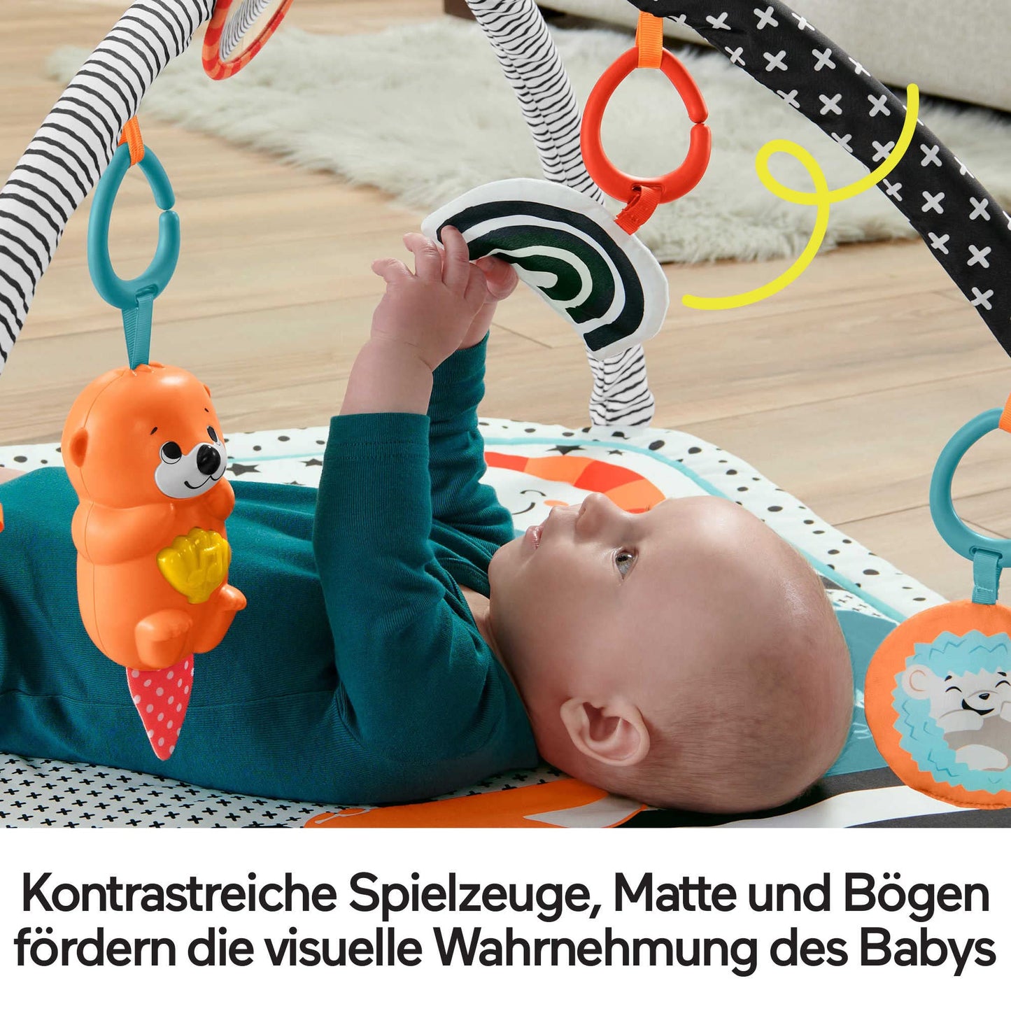 Fisher-Price Glow & Grow Gym Baby Play Mat, Baby Gym Play Mat for Newborn to 3 Year Old with Light Up Musical Otter, Toys and Comfy Baby Mats for Floor Play, Playmats & Floor Gyms Baby Toys, HBP41