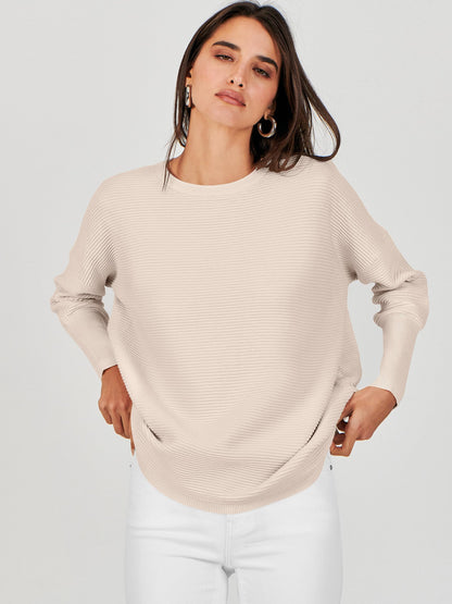 ANRABESS Womens Oversized Batwing Long Sleeve Ribbed Knit Sweaters 2025 Fall Outfits