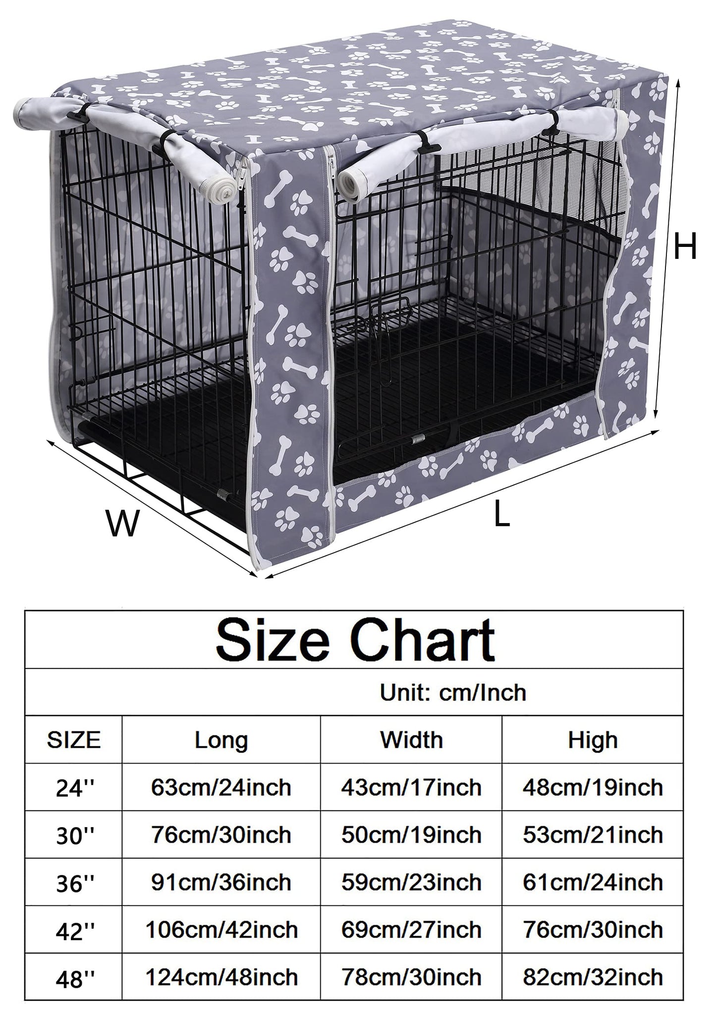 Dog Crate Cover Durable Polyester Pet Kennel Cover Universal Fit for Wire Dog Crate - Fits Most 42 inch Dog Crates - Cover only-Sky Gray-42