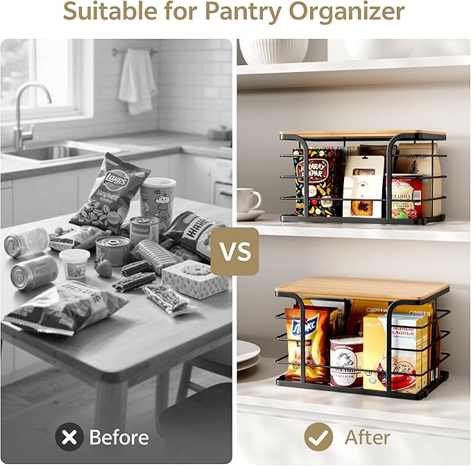 2 Pack Extra Large Stackable Pantry Organizers and Storage, Wall Mount Trash