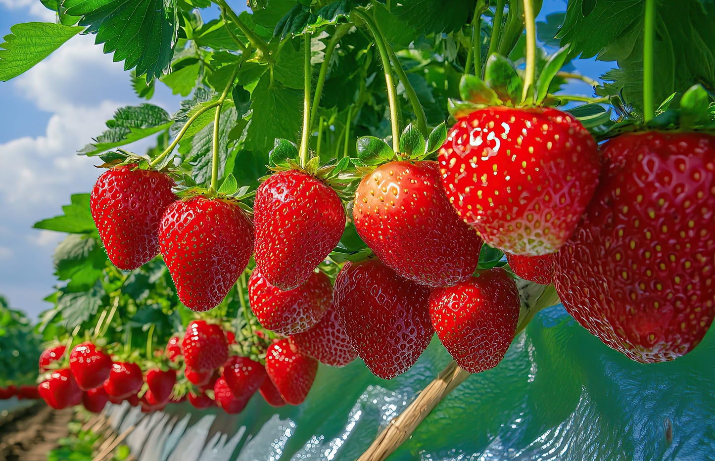 10 Sun Kissed Everbearing Strawberry Plants - Fruit Very Firm, Sweet, High Yields - 10 Live Well Rooted Plants