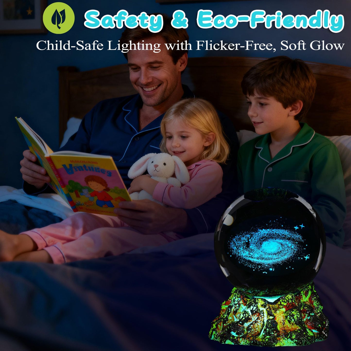 Colortown Galaxy Crystal Night Light, 3.15 Inch (80mm) K9 Crystal, Upgraded Volcanic Lava Base 3D Lamp with Remote, 16 Colors Cosmic Orbs, Space Gifts for Holiday Birthday Xmas
