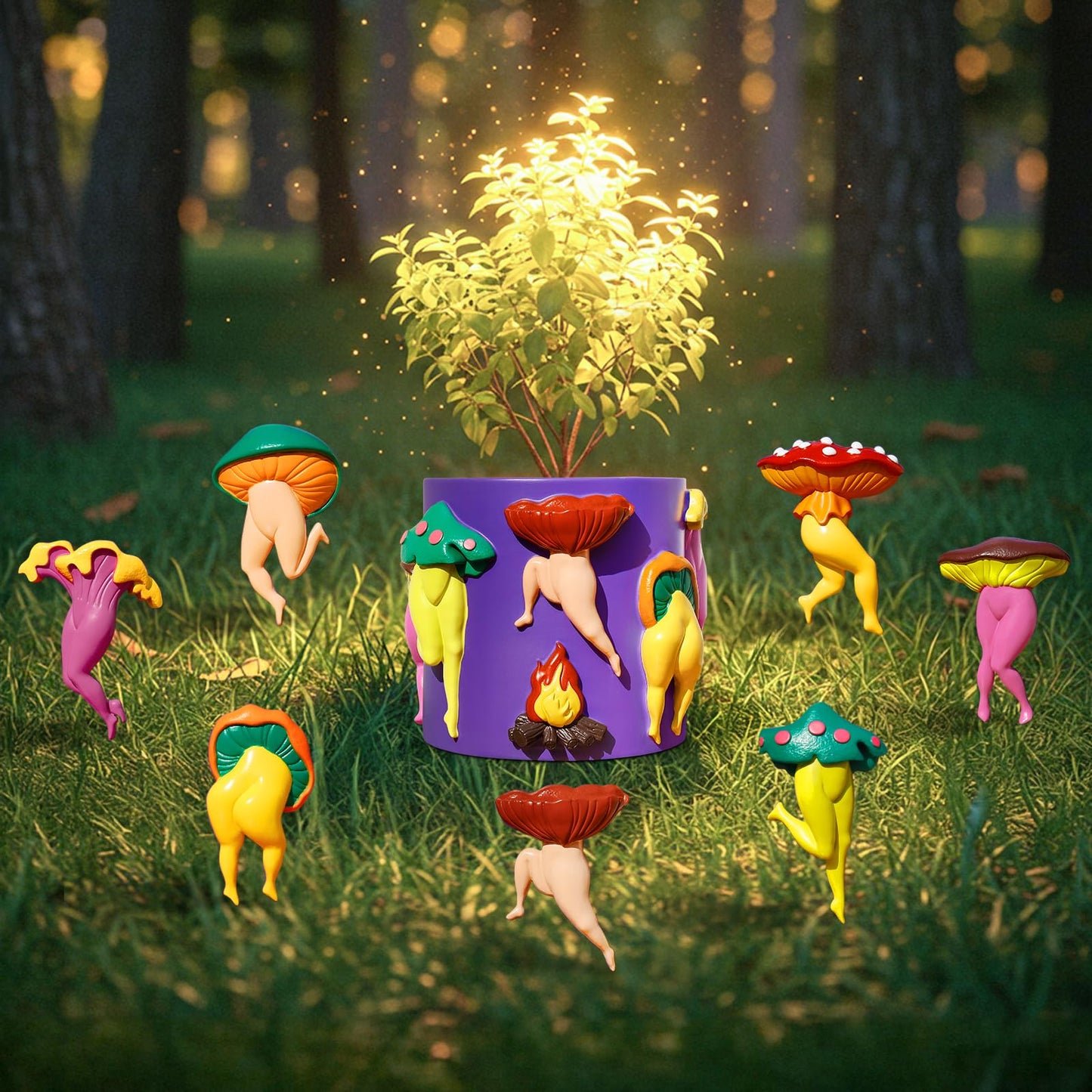 GUGUGO Mushroom Female Body Planters, Unique Dancing Lady Flowers Planter, Cute Quirky Butt Plant Pots for Indoor Plants, Funny Succulent Flower Pot for Home Decor, Eclectic Aesthetic Gift, Purple