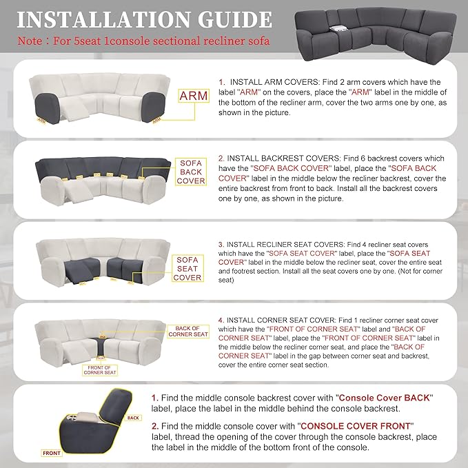 100% Waterproof Sectional Recliner Couch Covers