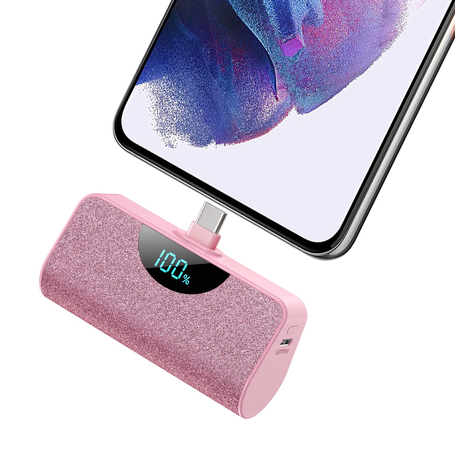 Mini Portable Charger USB-C Power Bank 5200mAh,Ultra Compact LCD Display Battery Pack Backup Charger Compatible with iPhone 17/17 Air/17 Pro/17 Pro Max/16/16 Plus/16 Pro Max/15 Series,Samsung-Green