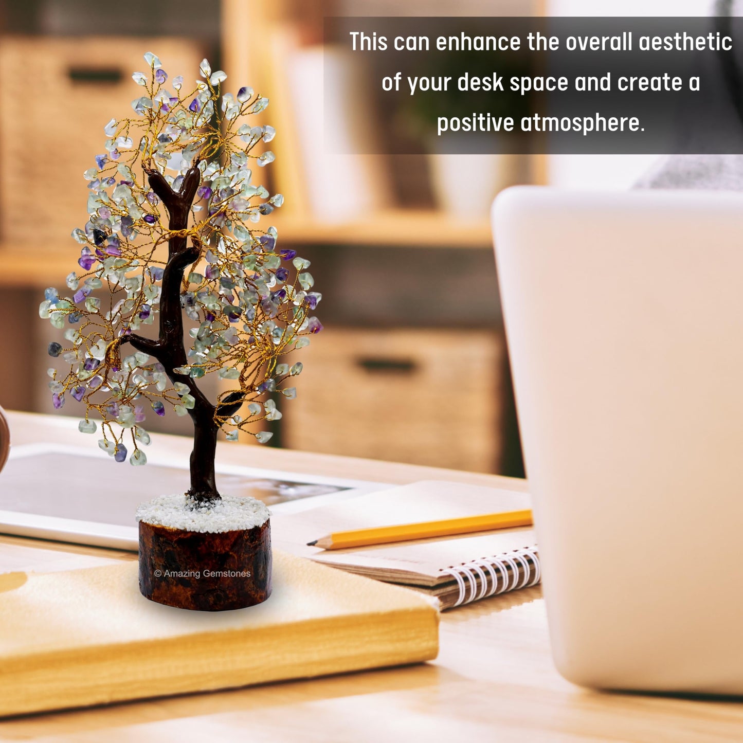Amazing Gemstone Crystals and Healing Stones Birthday Gifts for Women - Fluorite Crystal Tree of Life Home Decor Stocking Stuffers, Bookshelf, Room, Meditation Gift for Mom Dad Unique Birthday Gifts