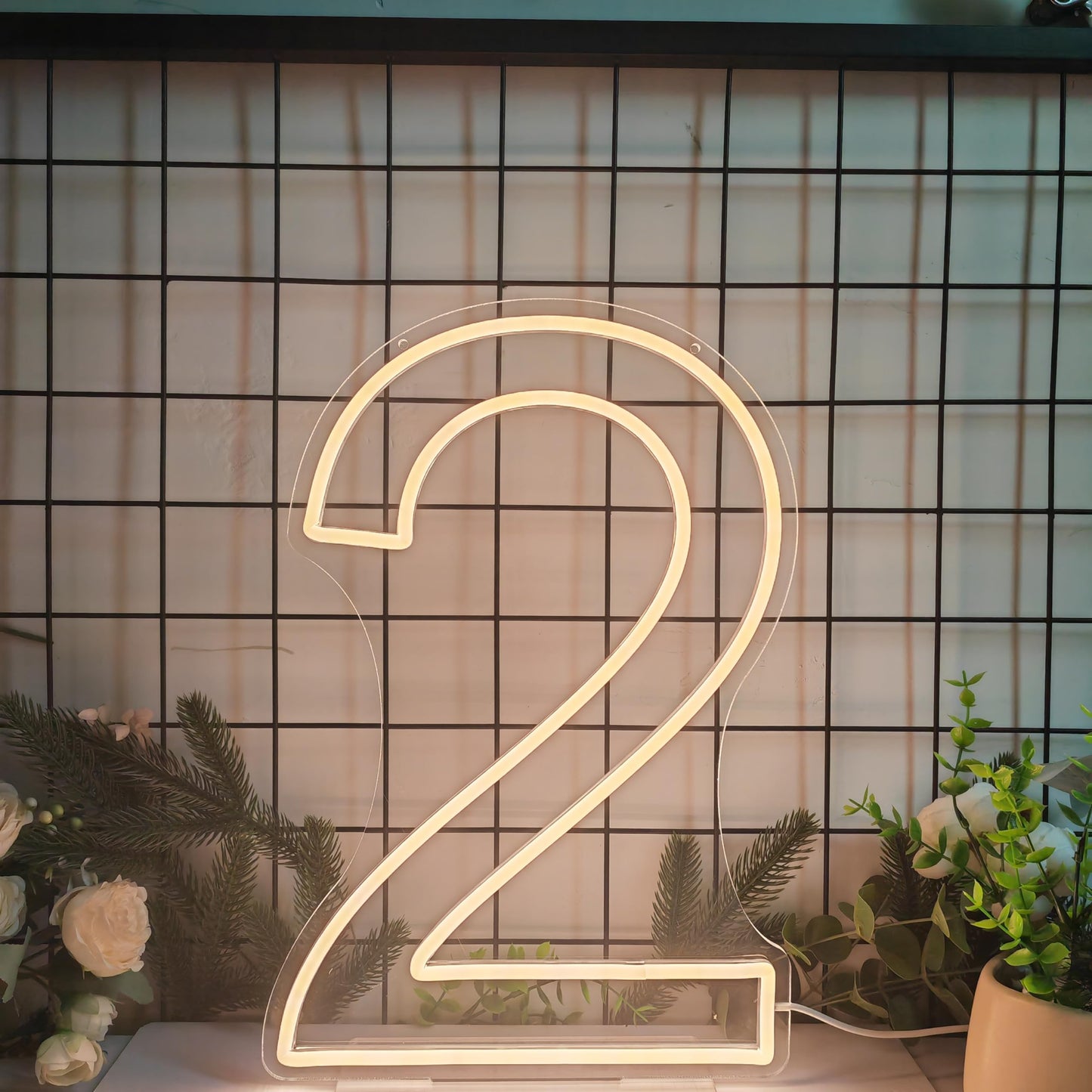 Lovewenying Neon Signs Number 2 Birthdays Decor Neon Lights Party USB Plus Battery Case Light up Your Baby's Birthday with Our Neon Number Two Sign (Number 2-Warm White)