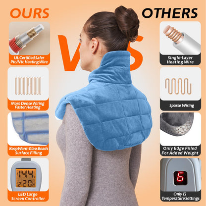 Ambershine 17''x33'' XXXL King Size Heating Pad with 12 Temperature Settings & 4 Auto-Off Countdown Timers, Pain Relief for Back/Neck/Shoulders/Abdomen/Legs, Christmas Gifts for mom dad (Dark Gray)