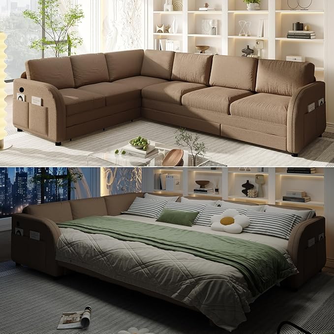 King Size Sleeper Sofas Convertible Couches, Oversized 6-Seat Sectional Sofa