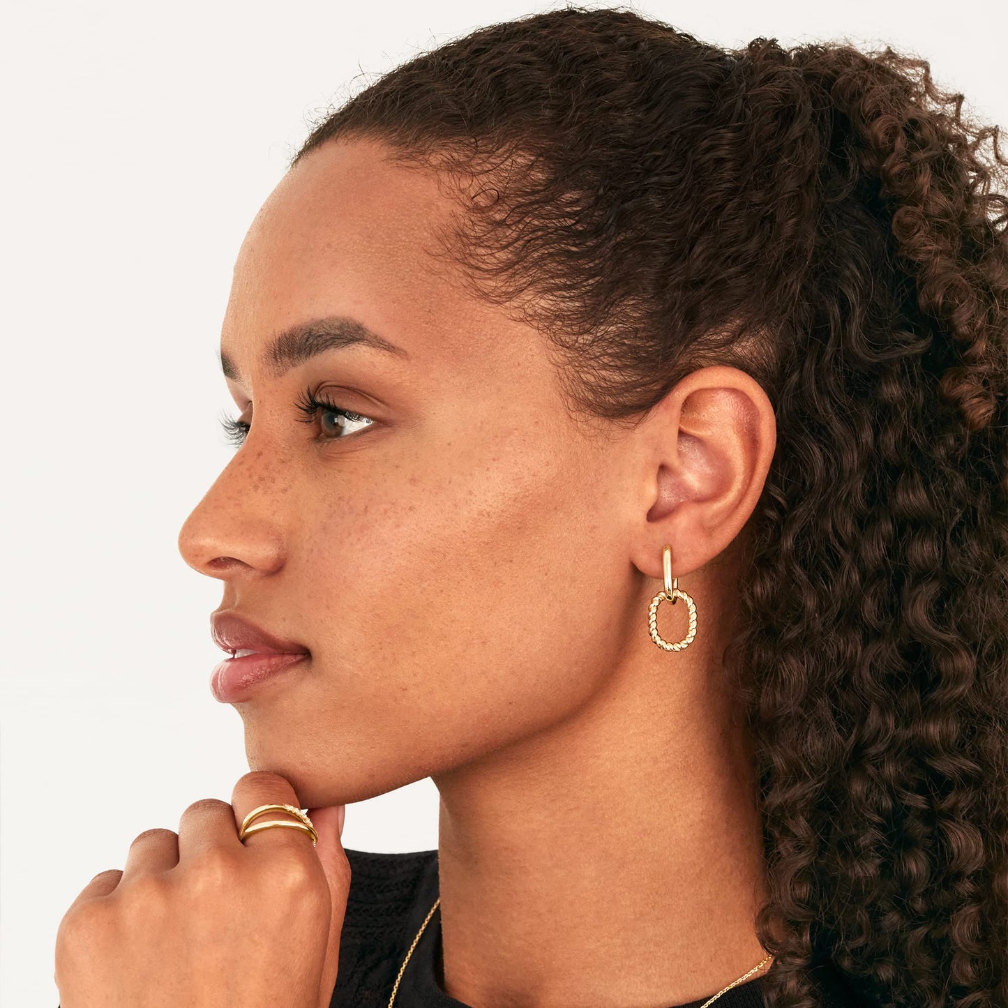 PAVOI Rhodium Plated Convertible Twisted Rope and Plain Paperclip Link Earrings for Women - Braided Drop Dangle Huggie Hoop Earrings