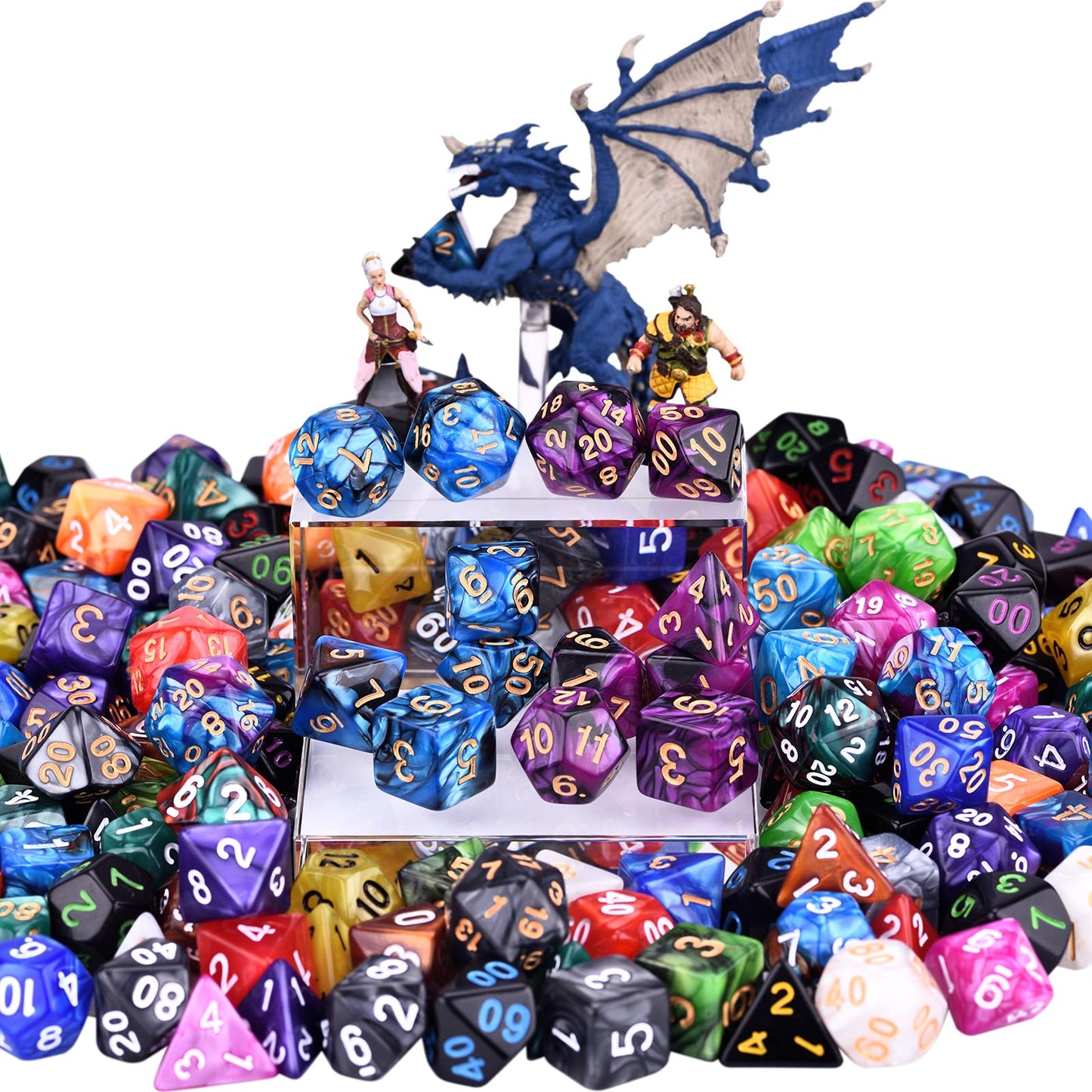 Amiven DND RPG Dice Sets 30 x 7 Polyhedral Dice (210pcs) for Dungeons and Dragons Tabletop Role Playing Adventure Games, with a Large Drawstring Bag