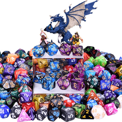 Amiven DND RPG Dice Sets 30 x 7 Polyhedral Dice (210pcs) for Dungeons and Dragons Tabletop Role Playing Adventure Games, with a Large Drawstring Bag