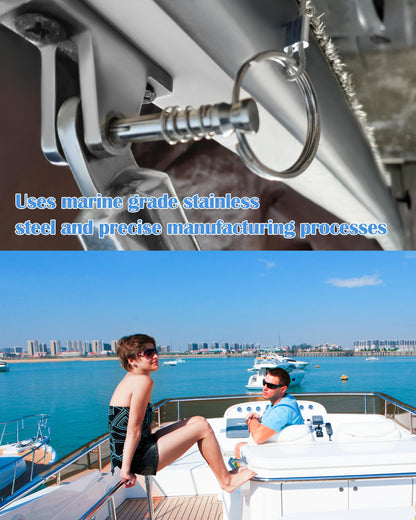 Nerites 1/4" Diameter Bimini Top Quick Release Pins 316 Stainless Steel Pin and Ring Easy to Fix and Remove Bimini Pins, Marine Hardware for Boats, Yachts, Speedboats, Motorboats, Ships (4 Pack)