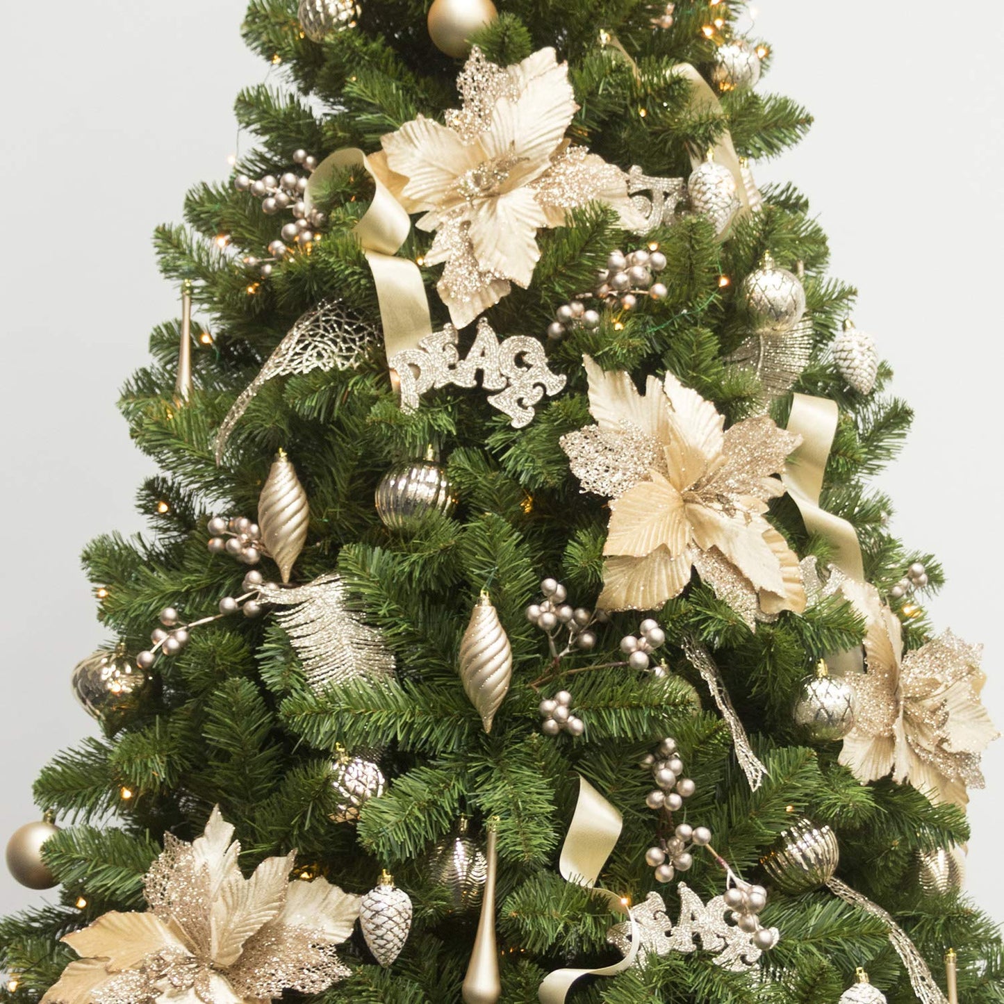 KI Store Large Christmas Poinsettia 6pcs Artificial Flower Picks Spray for Christmas Tree Decoration Wreath Garland