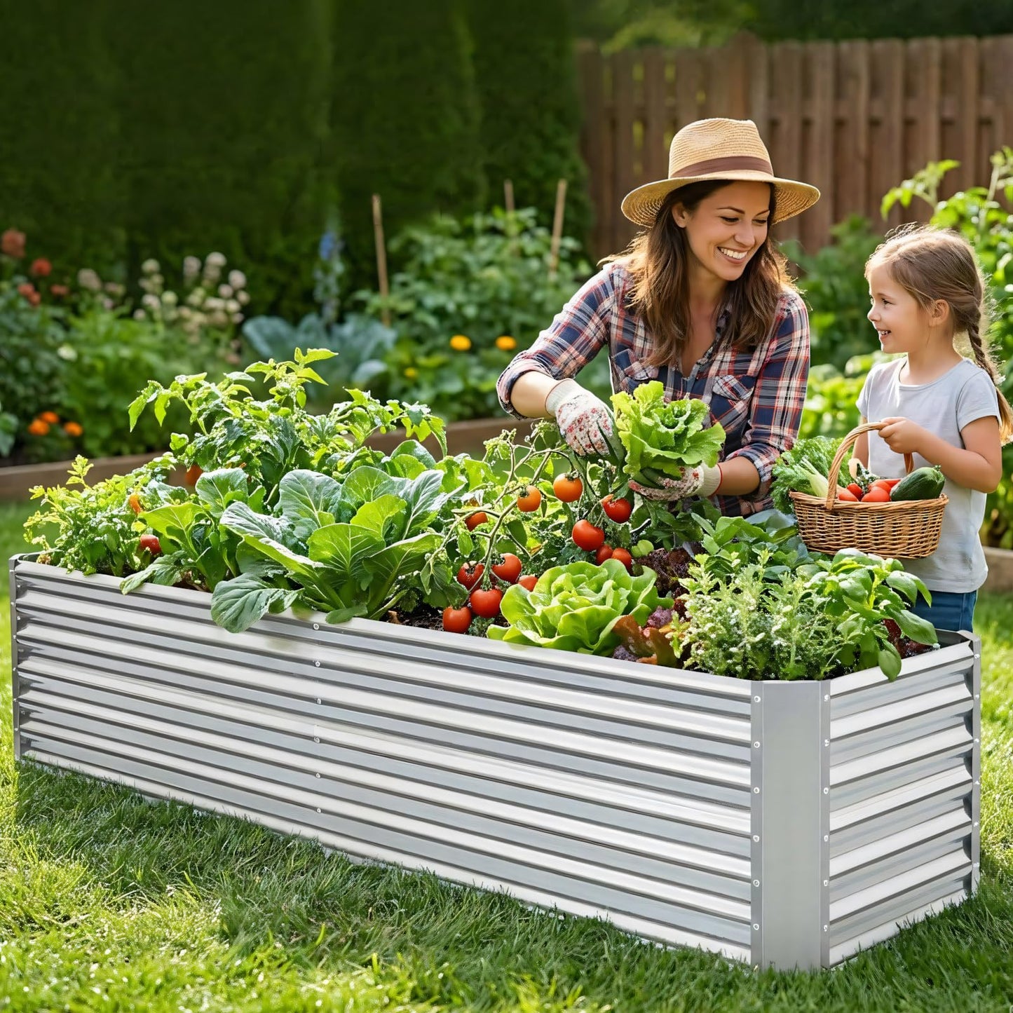 GoCampDirect 8x2x2ft Raised Garden Bed - Galvanized Deep Root Planter Boxes Outdoor with Wing Nuts and Safety Edges for Gardening Vegetables, Flowers, Herbs, Succulents - Silver