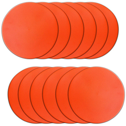 PIKZH Poly Spot Markers 9 inch 12 Pcs Non-Slip Rubber Agility Training Markers Floor Dots Flat Field Cones for Football Soccer Ball Basketball School Exercise Drills Gym Dance Practice TPE Orange Red