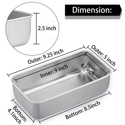 TeamFar Loaf Pans for Baking Bread, 9 × 5 Inch Stainless Steel Loaf Bread Pans Tins for Homemade Brownies, Healthy & Sturdy, Oven & Dishwasher Safe - Set of 2