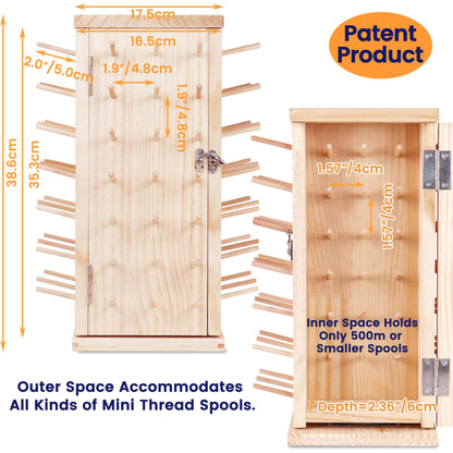 New brothread 129 Spools(DIY) 360° Fully Rotating Wooden Thread Rack/Thread Holder Organizer with Double Doors(Inner Space Hold ≤ 500M Thread Spools) for Sewing, Quilting, Embroidery, Hair-braiding