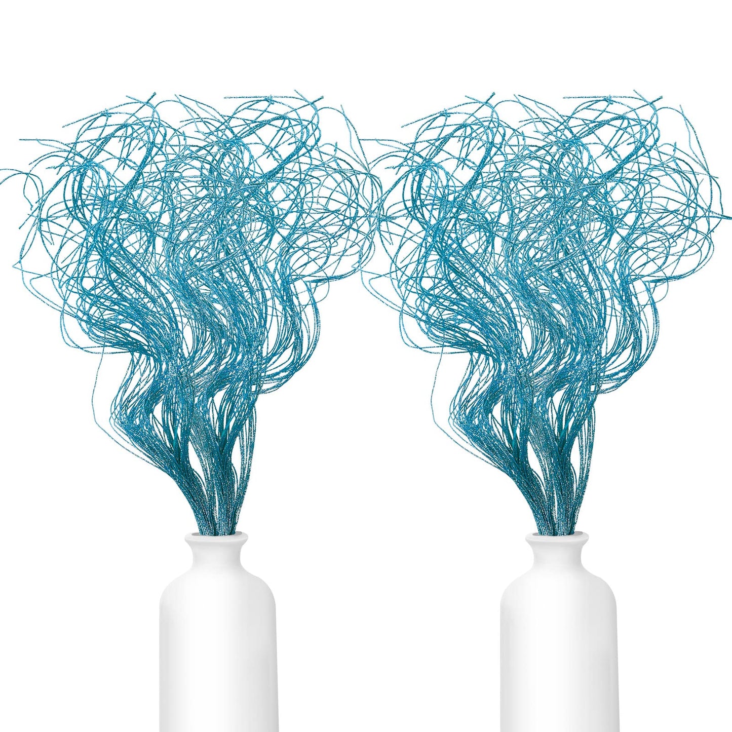 Glitter Curly Ting Ting Branches Christmas Branches Vase Filler Artificial Curly Twigs for Christmas Tree Garland Wreath Decoration, Craft Vases Home Garden Decoration (Blue, 36 Pieces)