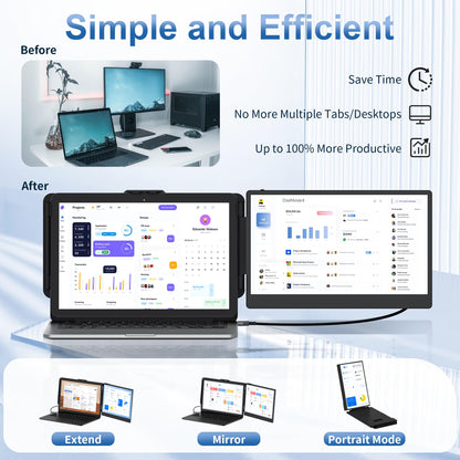 2025 New Upgraded Laptop Screen Extender Portable Monitor, 1080P FHD IPS Screen, Monitor Extender for Laptop, Fit for 13-17" Laptops, Plug & Play Compatiable with Windows/Mac/Android/Switch (14 inch)