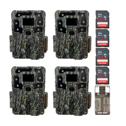 Browning Trail Cameras Strike Force Pro X Cellular Game Camera with Infrared Night Vision, Wildlife Motion-Activated Bundle with Memory Card and USB Card Reader (4-Pack)