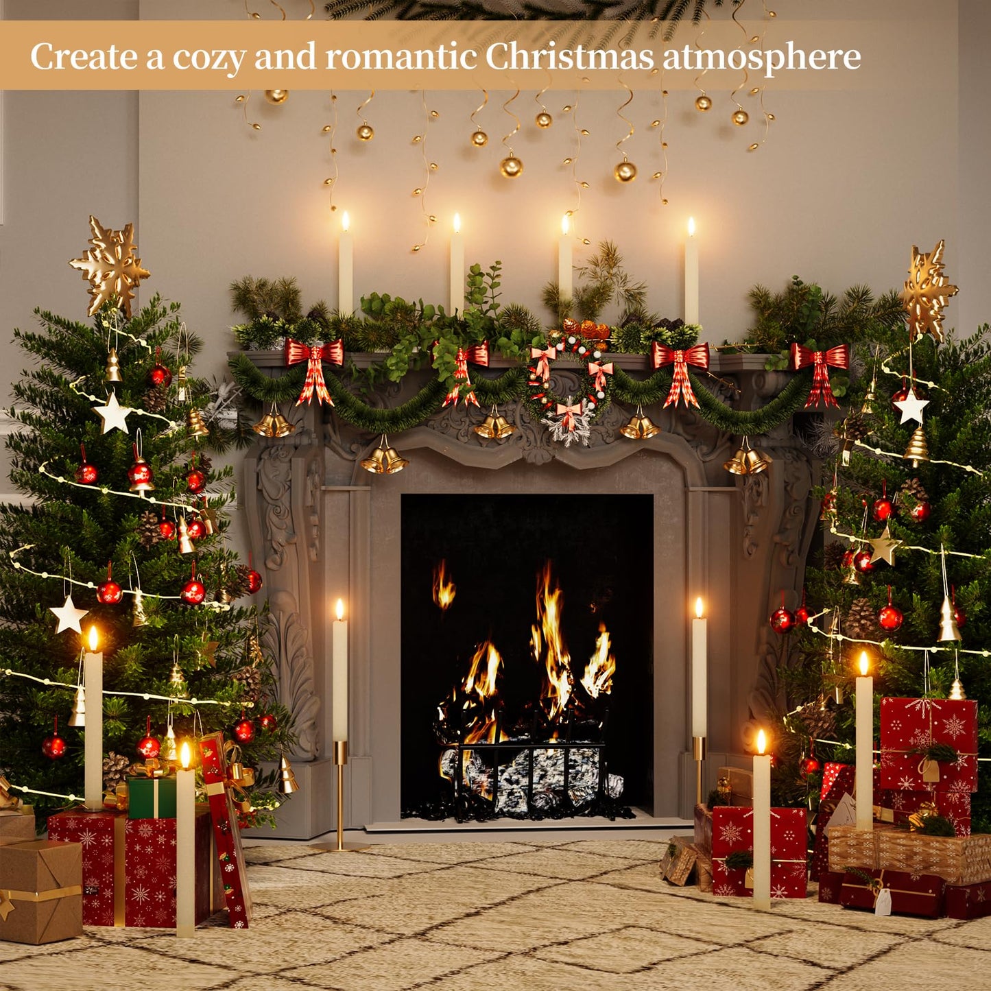 Rechargeable Flameless Taper Candles 2Pcs Real Wax Battery Taper Candles with Remote&Timer LED Candlesticks Flickering Realistic for Christmas Home Wedding Decor Ivory
