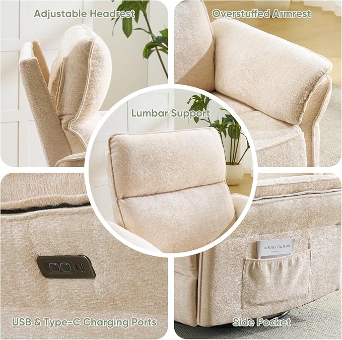 Oversized Power Recliner Chair Swivel Glider