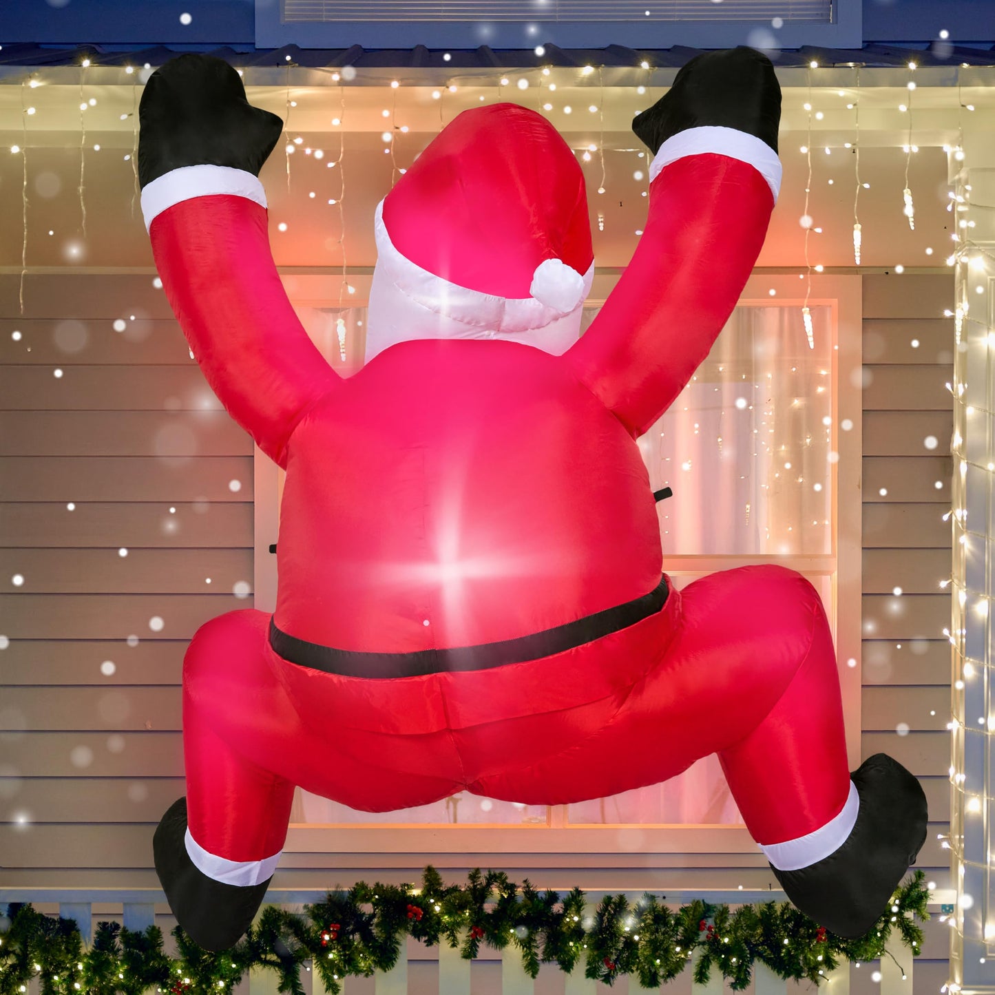 Joiedomi 6 FT Hanging Christmas Inflatables Decoration, Christmas Inflatable Climbing Santa with Build-in LED, Blow Up Santa Yard Decoration for Xmas Party, Roof, Outdoor, Garden, Lawn Decor