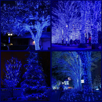 YULETIME 200 Blue Christmas String Lights, 2-Set 25 ft 100 Wide Angle LED