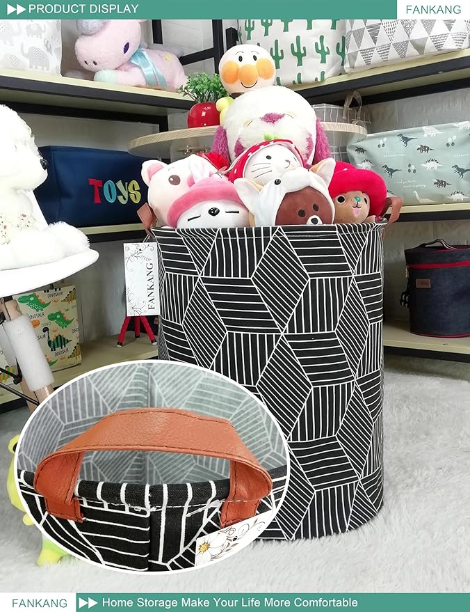 FANKANG Storage Basket, Nursery Hamper Canvas Laundry Basket Foldable