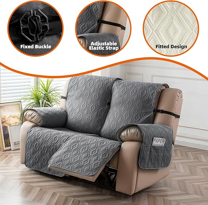 Genina Loveseat Recliner Cover Non-Slip, Sofa Cover