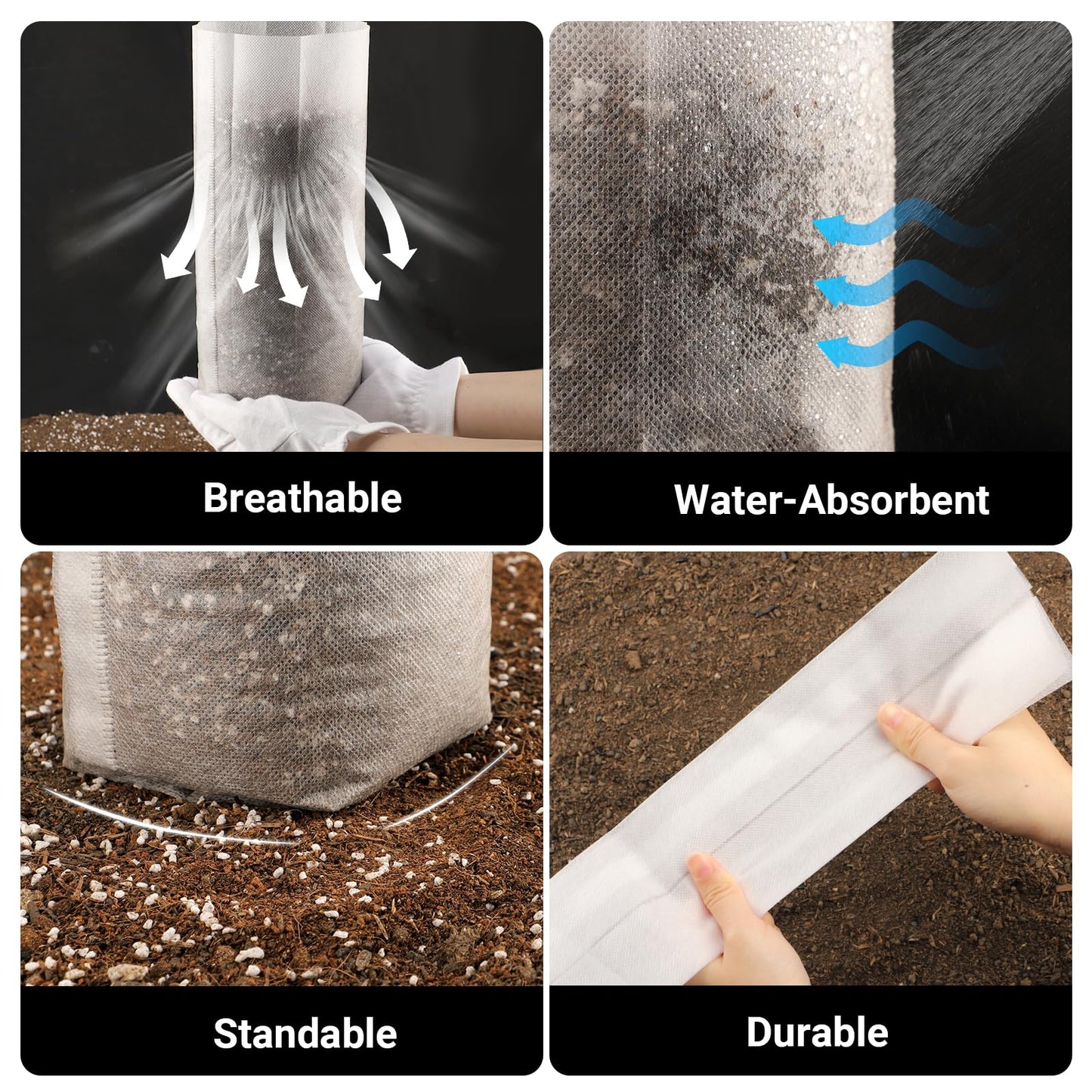 ENPOINT Fabric Grow Bags - 7.87x13.77 inches Breathable Seed Starter Plant Grow Bags for Seedling Pots, Nursery Pots for Plants, 50pcs