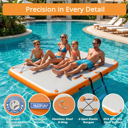 HIJOFUN Inflatable Floating Dock Mat,6 inches Thick 6ft Inflatable Stable Platform Raft with Storage Bag None-Slip Surface Island Raft for Lake Beach Pool