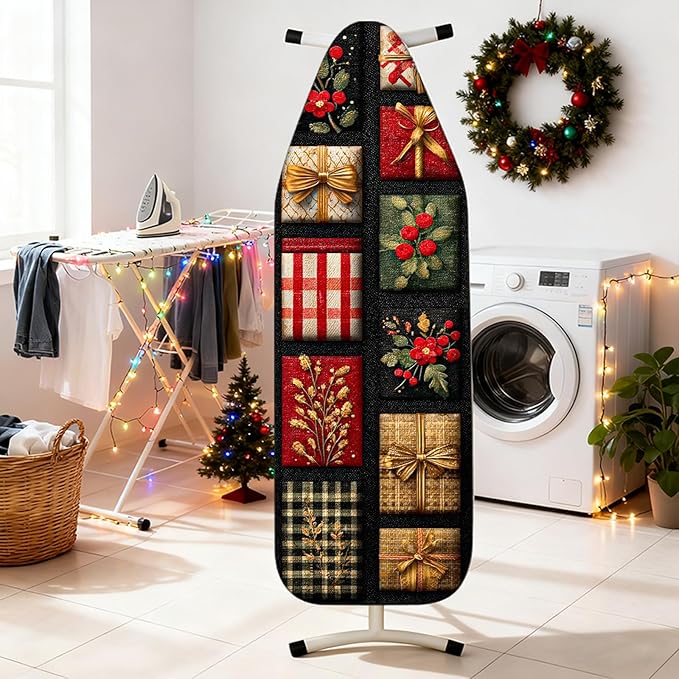 Nuxovilar Ironing Board Cover Winter Gift Boxes Pattern Polyester 15x54 Inches