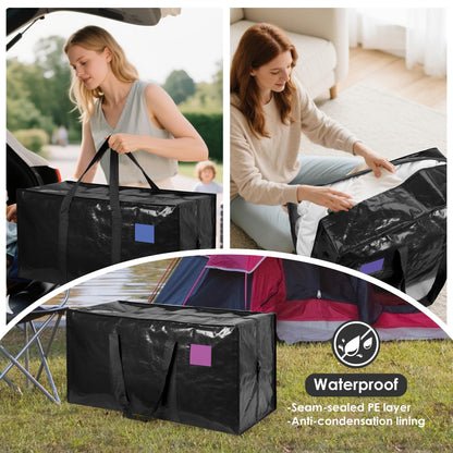 RMOHRO 6 Pack Moving Bags with Full-Open Side Zipper, Extra Large 93L Heavy Duty Waterproof Foldable Storage Totes for College Dorm, Moving & Home Organization Black