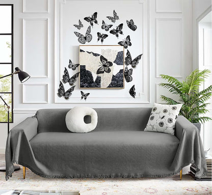 JOSDIOX 3D Black Butterfly Wall Stickers - 48 Pcs with 4 Styles & 3 Sizes, Removable Decor for Party Birthday Wedding Cake Balloon Decoration（48 Black