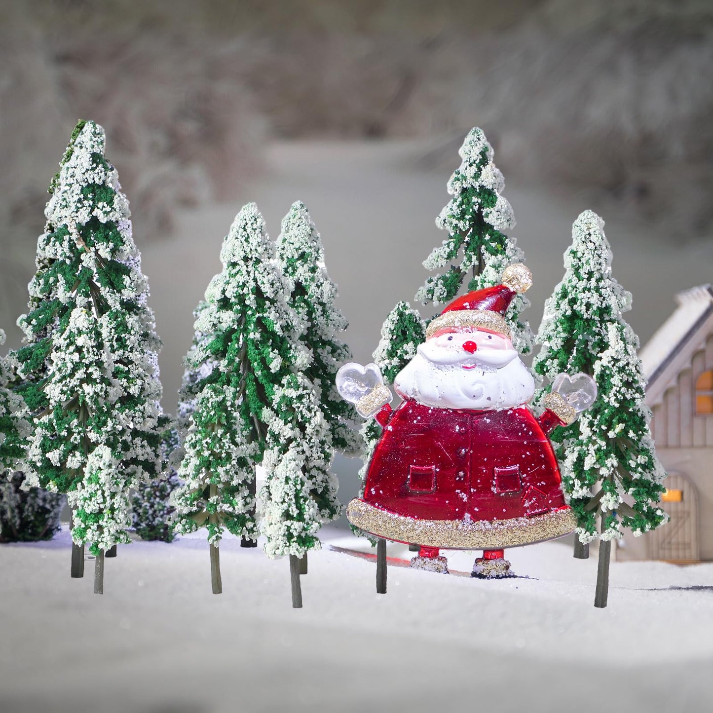 Skylety 35 Pieces Model Trees 6.3-1.2 Inch Mixed Miniature Trees Diorama Supplies Fake Plants Train Scenery Landscape Christmas Village Architecture DIY Crafts(Green,Snowy Cedar)