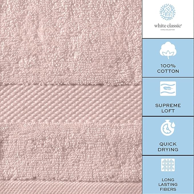 White Classic Luxury Cotton Washcloths 13x13 Inch