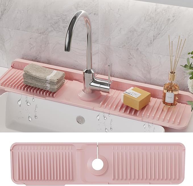 WAFT YEARN 24X5 Inch Silicone Durable Faucet Mat Kitchen Sink Splash Guard