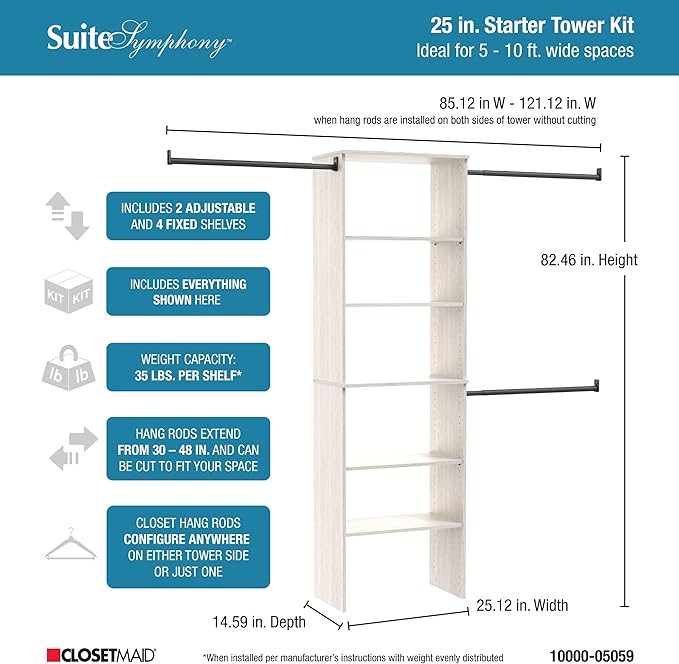 ClosetMaid SuiteSymphony Wood Closet Organizer Kit
