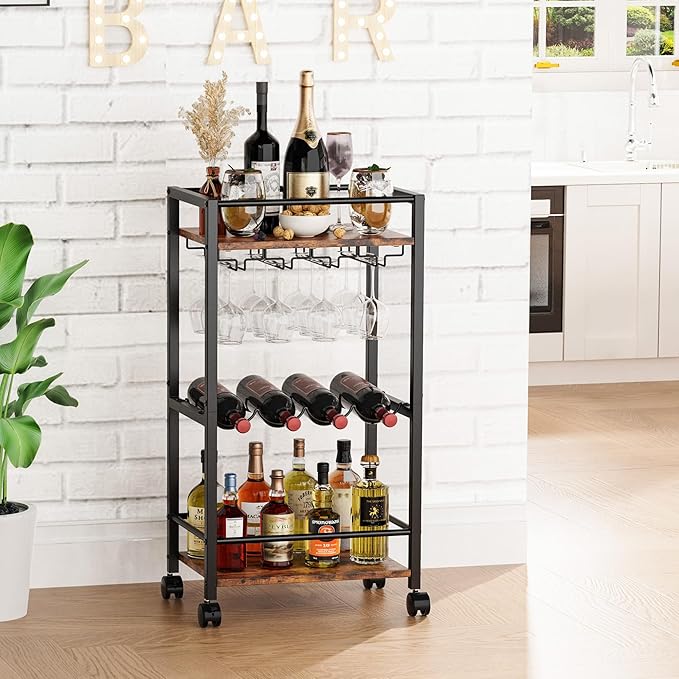 Bar Cart, Home Bar Serving Cart, Mobile Kitchen Carts