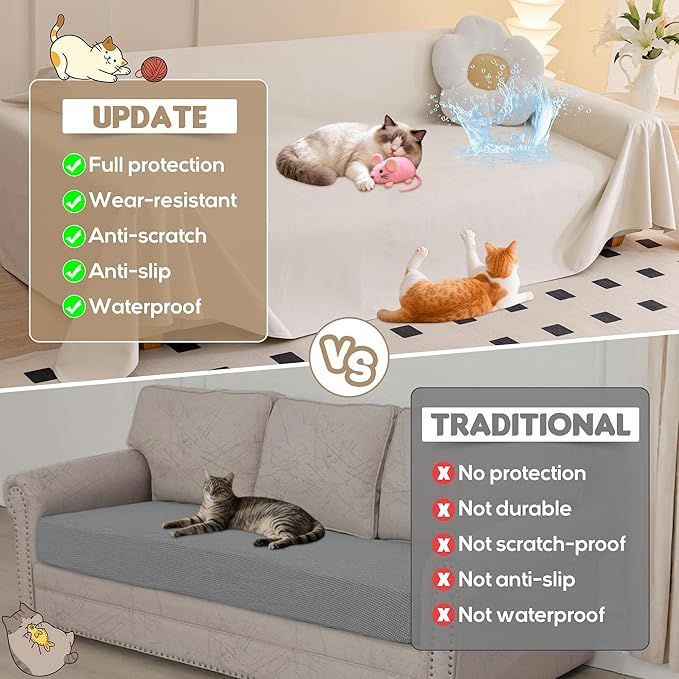 Loiion Velvet Sofa Cover, Ultra Soft Waterproof Non-Slip Couch Cover