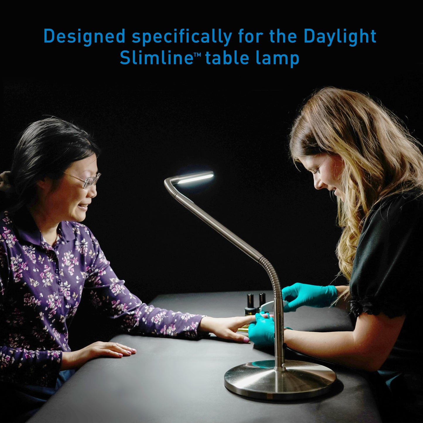 Desk Lamp Base for Slimline Models – Non-Slip Freestanding Stand - Compatible with D35108, D35107, D35106 – Brushed Steel Finish