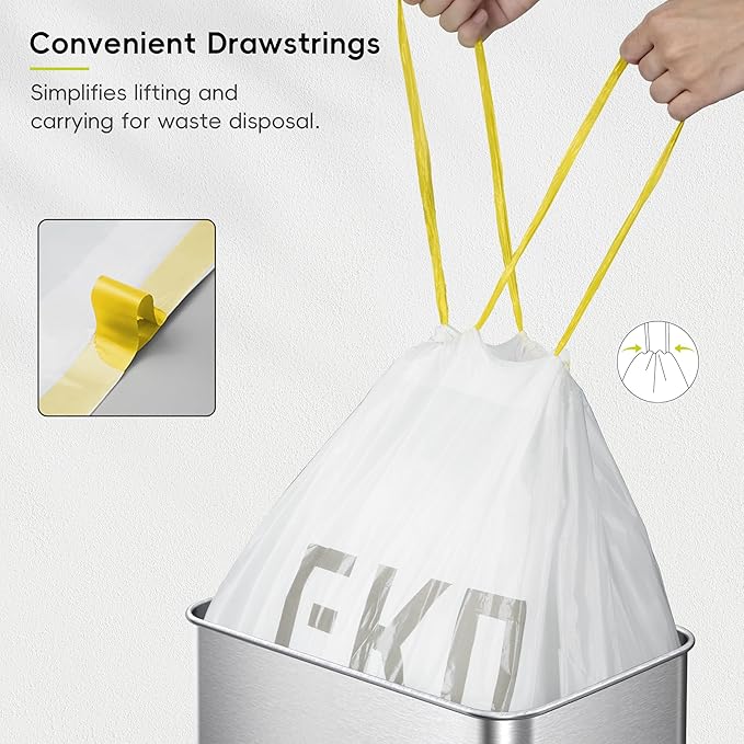 EKO 12.9 Gallon / 45-49 Liter, Extra-Strong Unscented Garbage Bags,