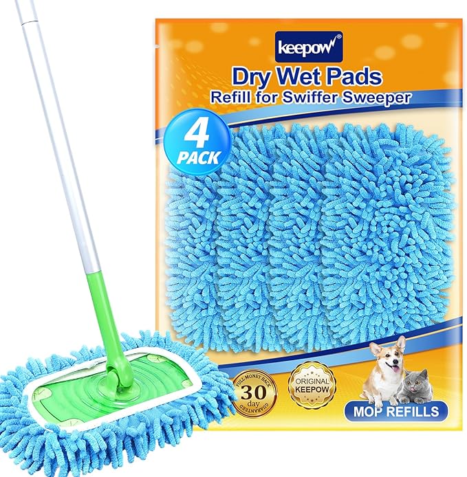 KEEPOW Reusable Microfiber Mop Pads Compatible