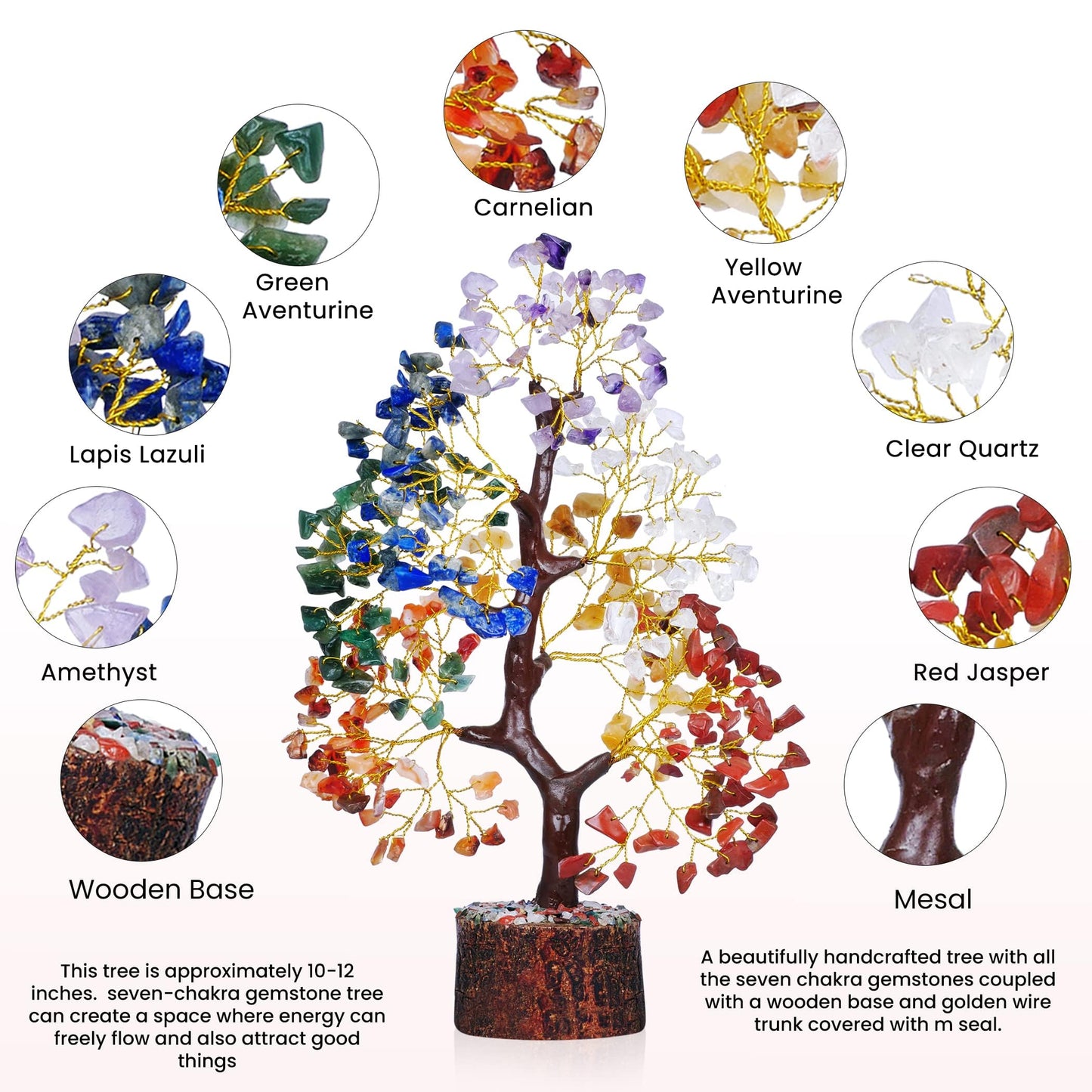 YATSKIA 7 Chakra Tree of Life - Crystals and Healing Stones | Birthday Gifts | Crystal Tree for Positive Energy | Home & Office Decor | Gifts for Women