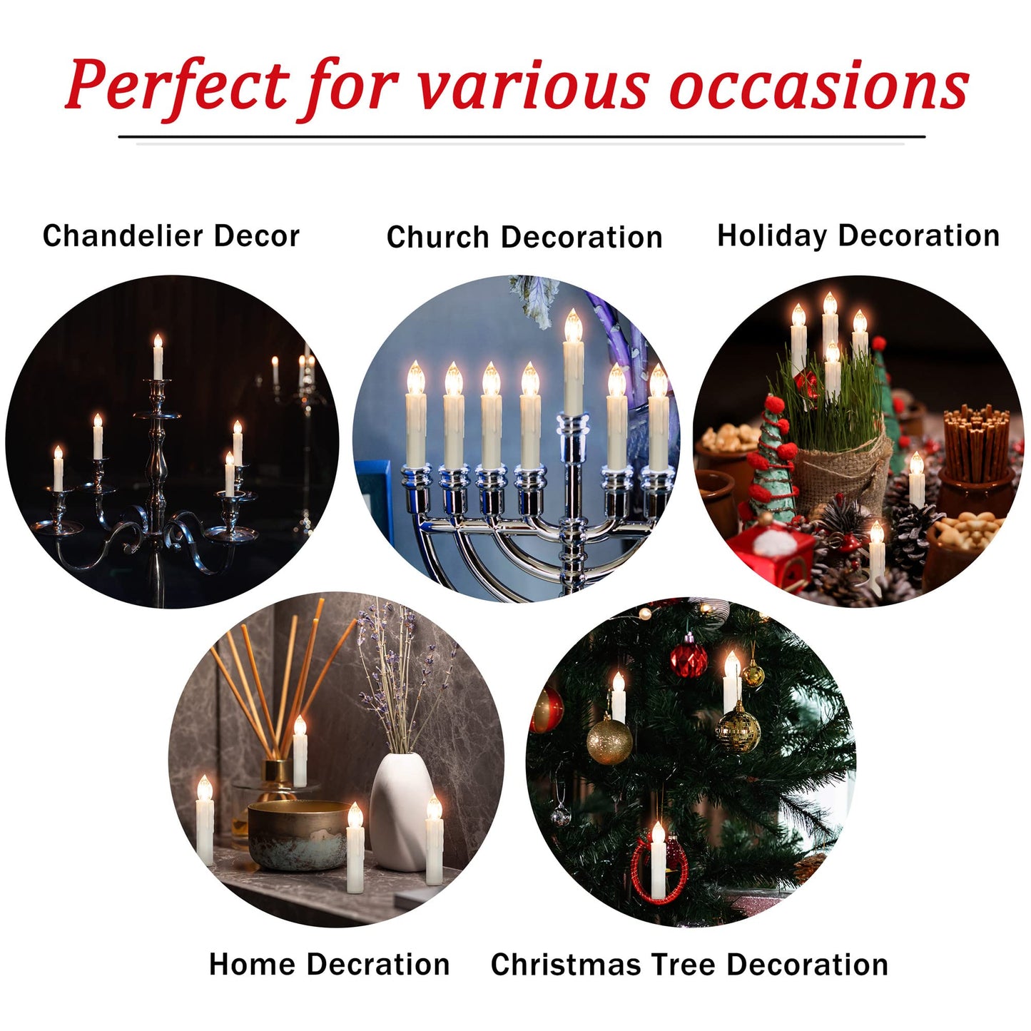 Gedengni Short Candlesticks LED Taper Candle, Remote Candle Sticks Battery Operated Chandelier Flameless Candles with Clip Flickering Warm White Lights for Wedding Party Baroque Chandelier,4inches